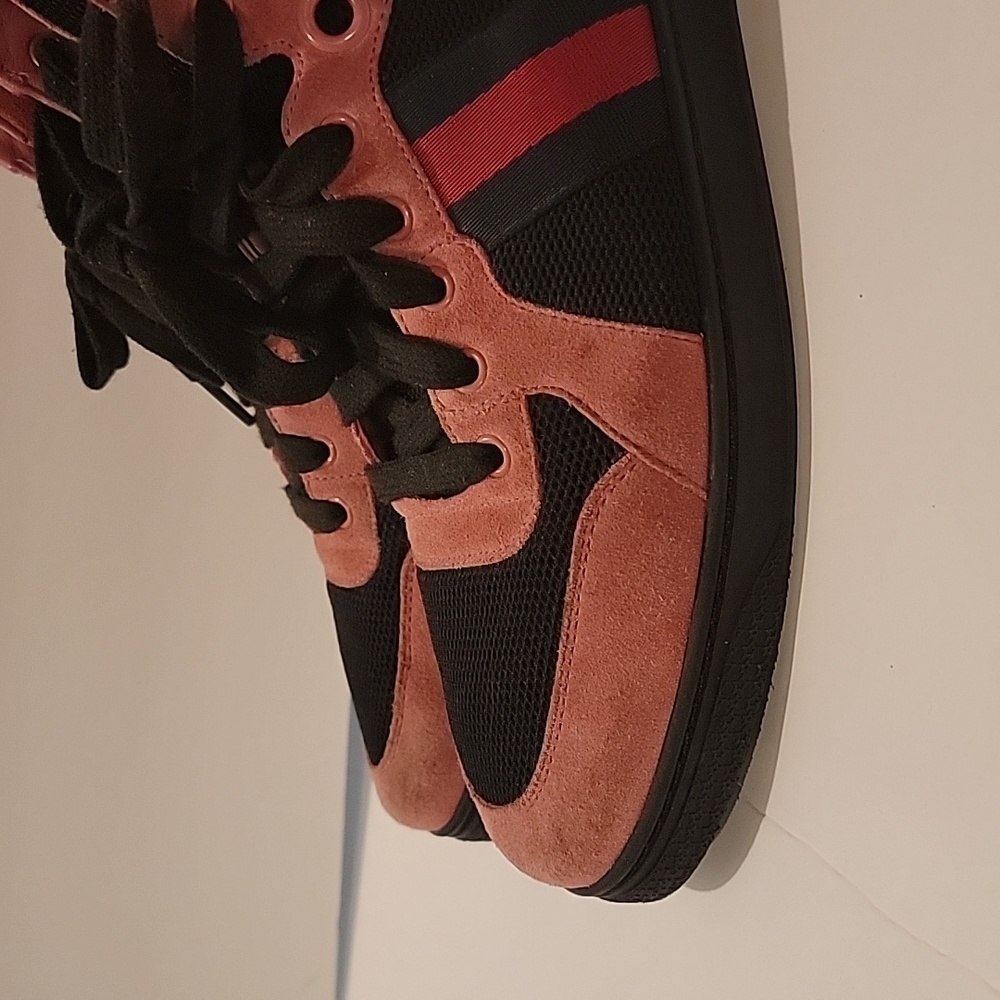 Gucci 9G pink/black web coda high top sneakers gucci size 9 men's uk 9 - Picture 5 of 9